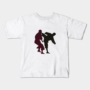 Silhouettes of Martial Artists Fighting Kids T-Shirt